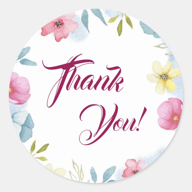 Pegatina Redonda Bonito Floral Gracias Baby Shower (Anverso)