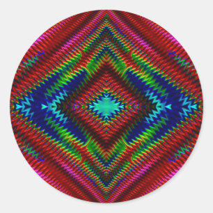 Pegatina Redonda ~ Bonito Fractal multicolor ~