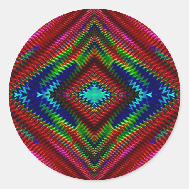 Pegatina Redonda ~ Bonito Fractal multicolor ~ (Anverso)