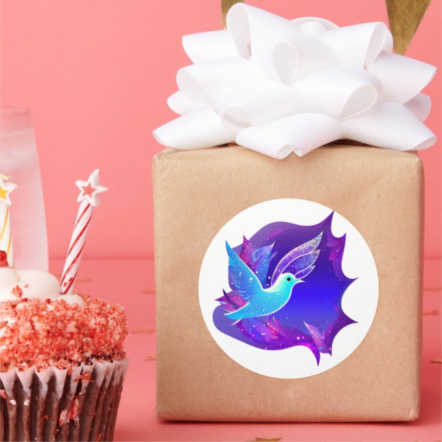 Pegatina Redonda Bonito gráfico de la paloma azul (Fiesta)