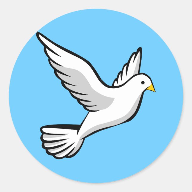 Pegatina Redonda Bonito ilustracion de animación con paloma blanco (Anverso)