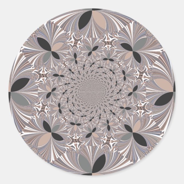 Pegatina Redonda Bonito kaleidoscopio gris de ceniza sin fisuras (Anverso)