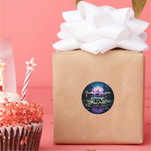 Pegatina Redonda Bonito Lilac Lotus Flower