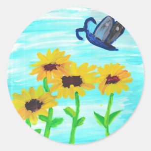Pegatina Redonda Bonito Little Sunflower