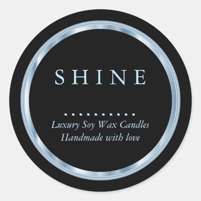 Pegatina Redonda Bonito Metálico Bebé Azul y Negro (Anverso)