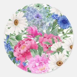 Pegatina Redonda Bonito Moda Flores Girly