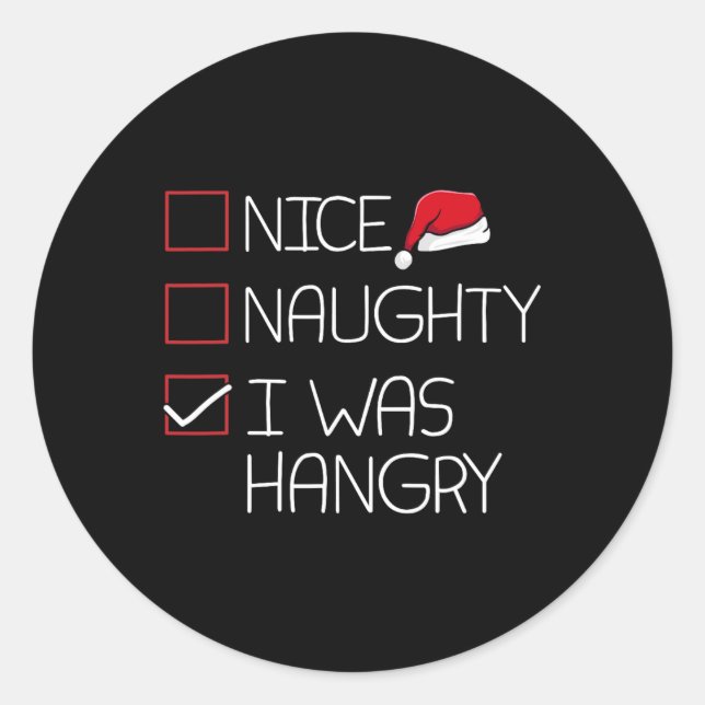 Pegatina Redonda Bonito Navidades traviesos con Hangry Humor divert (Anverso)