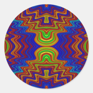 Pegatina Redonda ~ Bonito negrita Fractal multicolor ~