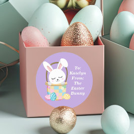 Pegatina Redonda Bonito Niños Personalizables Conejitos de Pascua