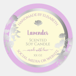 Pegatina Redonda Bonito Pastel Crema púrpura Etiquetas de producto 