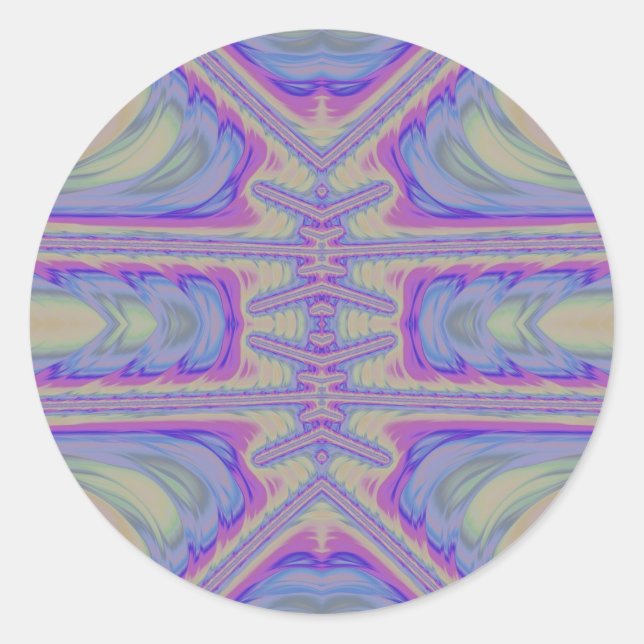 Pegatina Redonda ~ Bonito Pastel Shades Fractal ~ (Anverso)