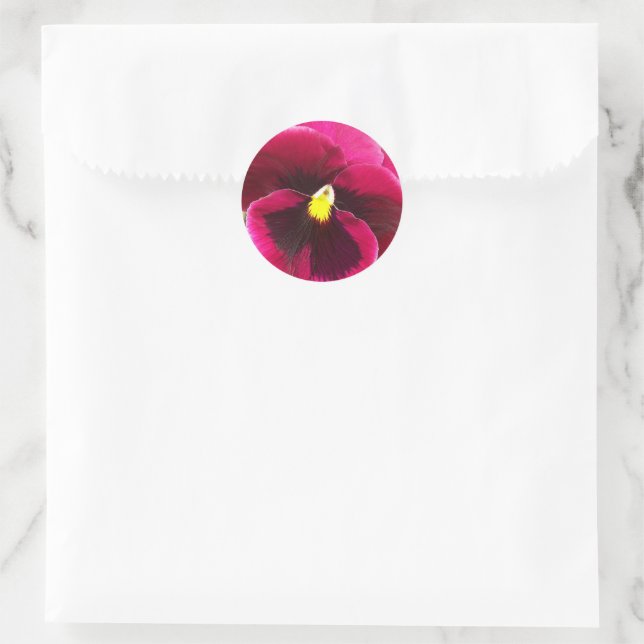Pegatina Redonda Bonito Púrpura Pansy Floral (Bolso)
