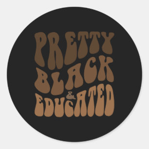 Pegatina Redonda Bonito Retro Negro Y Medicina Educada Black Brown