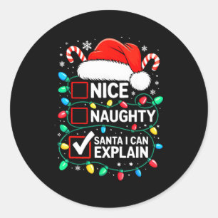 Pegatina Redonda Bonito Santa Travieso Puedo Explicar Camiseta Dive