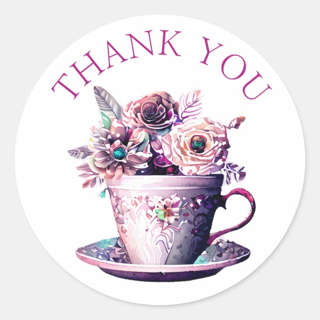 Pegatina Redonda Bonito Shabby Chic Victorian Gracias (Anverso)