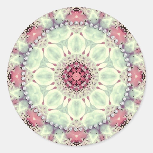 Pegatina Redonda Bonito suave Kaleidoscope Mandala (Anverso)