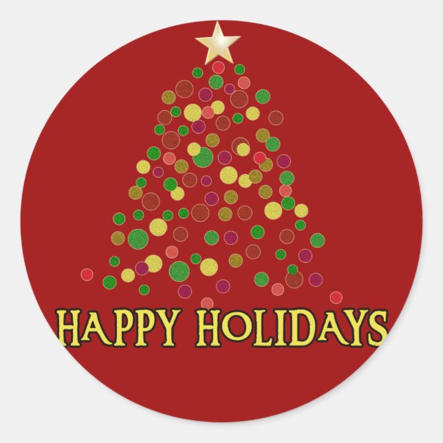 Pegatina Redonda Bonito Tarjeta de ‘punintalismo’ del árbol de Navi (Anverso)