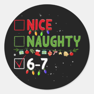 Pegatina Redonda Bonito Travieso 67 Seis Siete Divertida Navidad 6