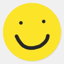 Pegatina Redonda Bonito y alegre cara sonriente alegre amarillo ale