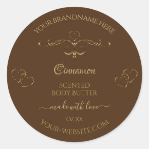 Pegatina Redonda Bonitos Corazones Oro decorativo trabajo sobre mar