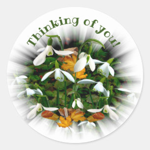 Pegatina Redonda Bonitos De Nieve Blanca Pensando En Ti