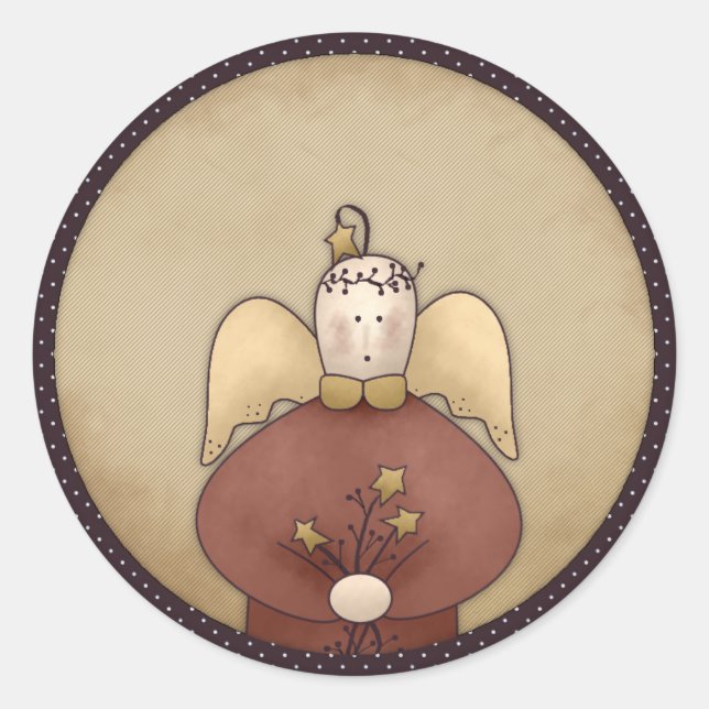 Pegatina Redonda Bonitos del Prim Angel Holiday Navidades (Anverso)