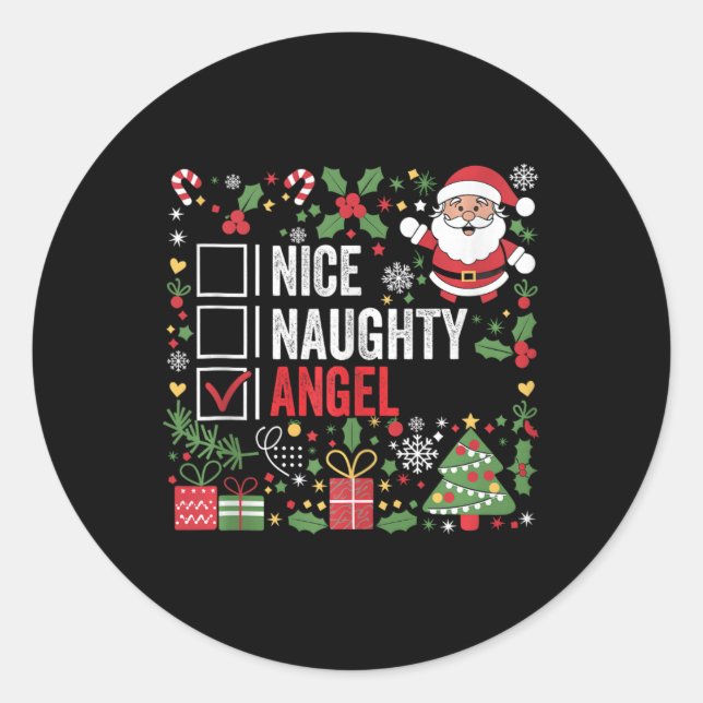 Pegatina Redonda Bonitos Navidades divertidos de Naughty Angel Sant (Anverso)