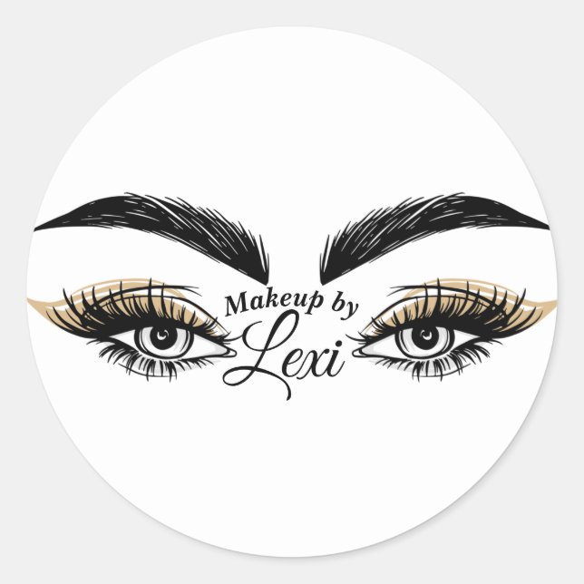 Pegatina Redonda Bonitos Salón De Belleza Maquillaje Eyelash Lantaz (Anverso)