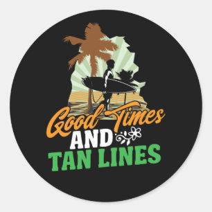 Pegatina Redonda bonitos tiempos que las líneas marfileñas surf en 