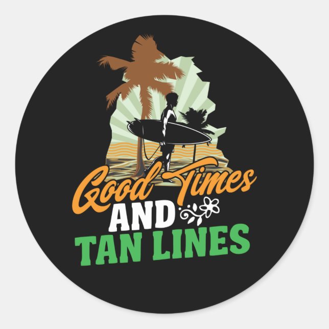 Pegatina Redonda bonitos tiempos que las líneas marfileñas surf en  (Anverso)