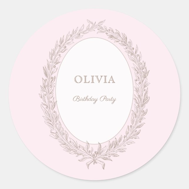 Pegatina Redonda Bonjour Bebe Patisserie Francesa Fiesta de cumplea (Anverso)