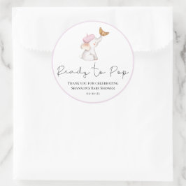 Pegatina Redonda Bonjour Bebe Romantic Chica Baby Shower