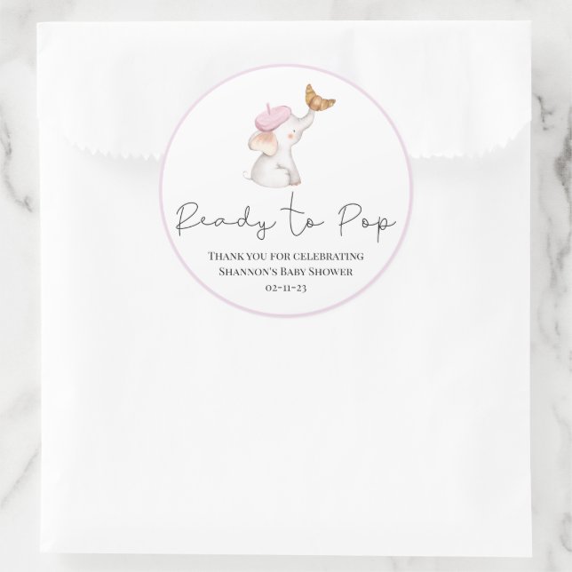 Pegatina Redonda Bonjour Bebe Romantic Chica Baby Shower (Bolso)