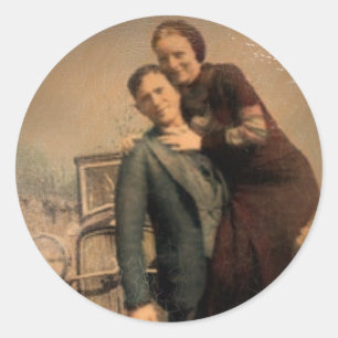 Pegatina Redonda Bonnie y Clyde