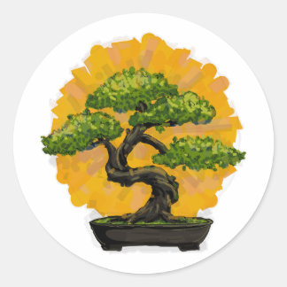 Pegatina Redonda Bonsai Tree Lover