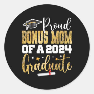 Pegatina Redonda Bonus Mom De Un Graduado Superior De Graduación De