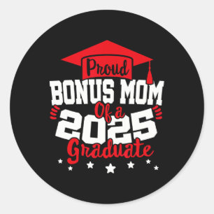 Pegatina Redonda Bonus Mom De Un Graduado Superior De Graduación De