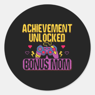 Pegatina Redonda Bonus Mom Unlocked Video Game Stepmom Gaming Lover