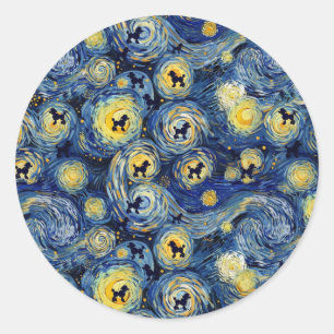 Pegatina Redonda Boo22 Artista Caniche Boho Floral – Caniche Colori
