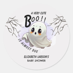 Pegatina Redonda Boo Baby Shower Halloween tema Fiesta Cute