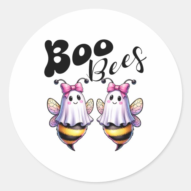 Pegatina Redonda Boo Bees Fantasma Bee Halloween Disstume Mujeres G (Anverso)