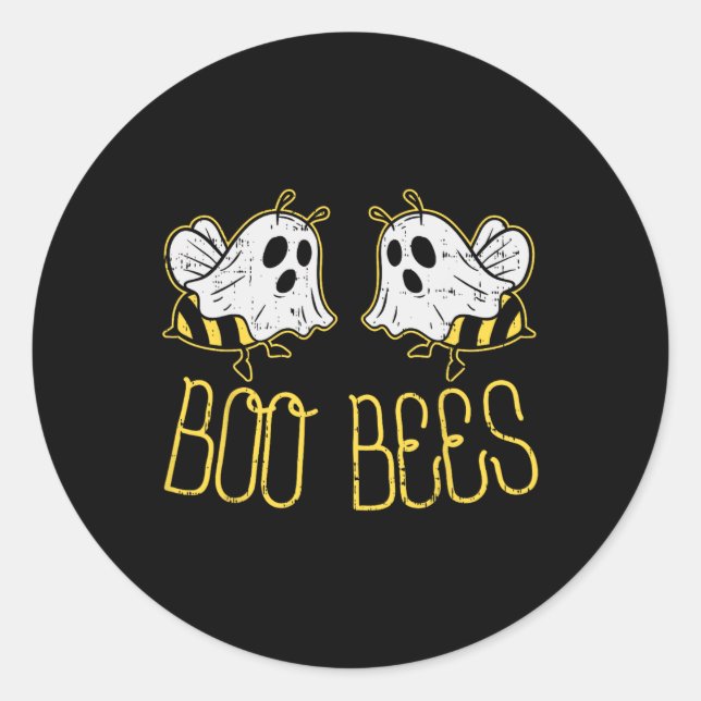 Pegatina Redonda Boo Bees Fun Parejas Costume Halloween Para Adulto (Anverso)