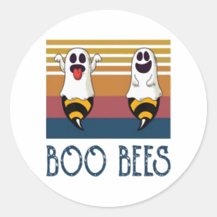 Pegatina Redonda Boo Bees Pareja Ghost Halloween