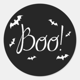 Pegatina Redonda ¡Boo blanco y negro! Halloween