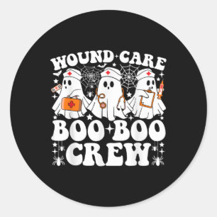 Pegatina Redonda Boo Boo Boo Crew Enfermera Graciosa Fantasma Hallo