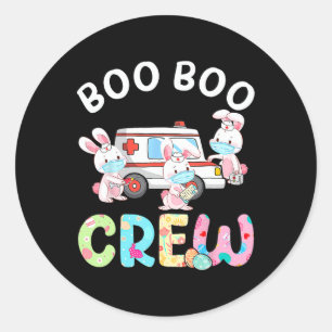 Pegatina Redonda Boo Boo Crew Divertido Conejito Ems Emt Enfermera
