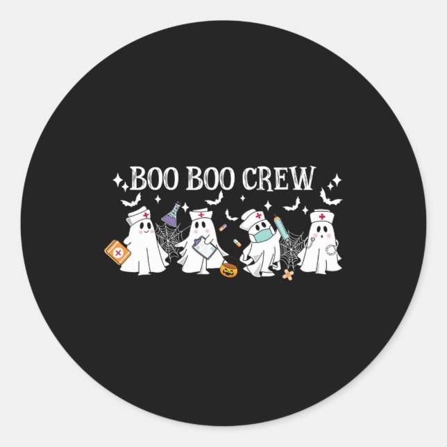 Pegatina Redonda Boo Boo Crew Enfermera Famosa Halloween (Anverso)