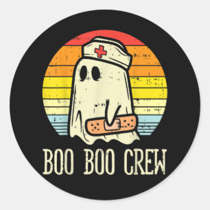 Pegatina Redonda Boo Boo Crew Enfermera Halloween Para Enfermeras