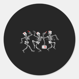 Pegatina Redonda Boo Boo Crew Esqueleto de Enfermera Divertido Bail