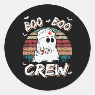 Pegatina Redonda Boo Boo Crew Funny Ghost Ems Emt Enfermera Paraméd